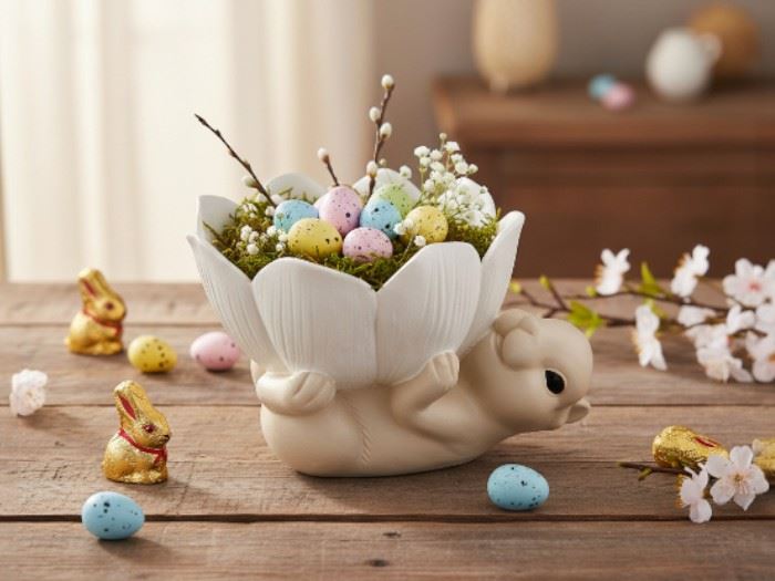 COELHO COM VASO 21,5X17X16,5CM