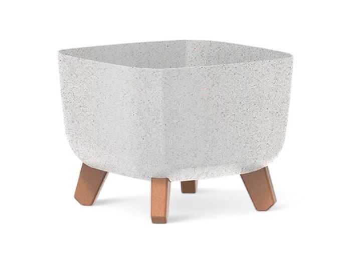 VASO  GRACIA QUAD. ECO WOOD BRANCO 24x24x18,7CM