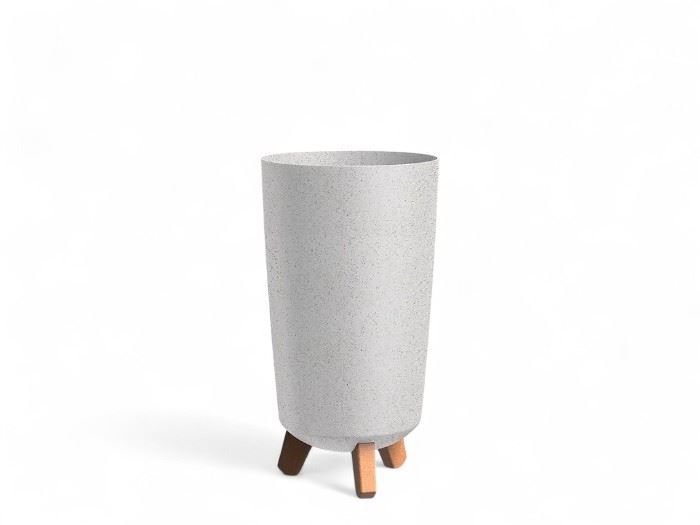 VASO  GRACIA TUBUS  SLIMECO WOOD BRANCO 19,5x19,5x36,5CM
