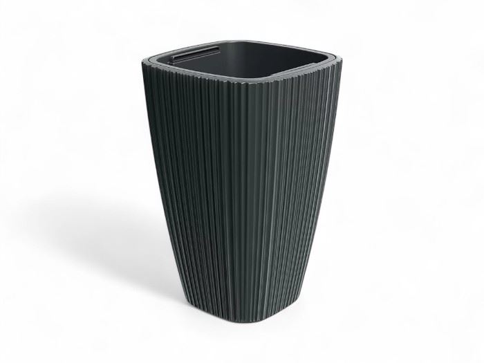 VASO  ORO QUAD. CINZA 29x29x45CM