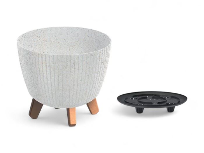 VASO LAMIA ECO WOOD BRANCO  23,2x23,2x20,5CM