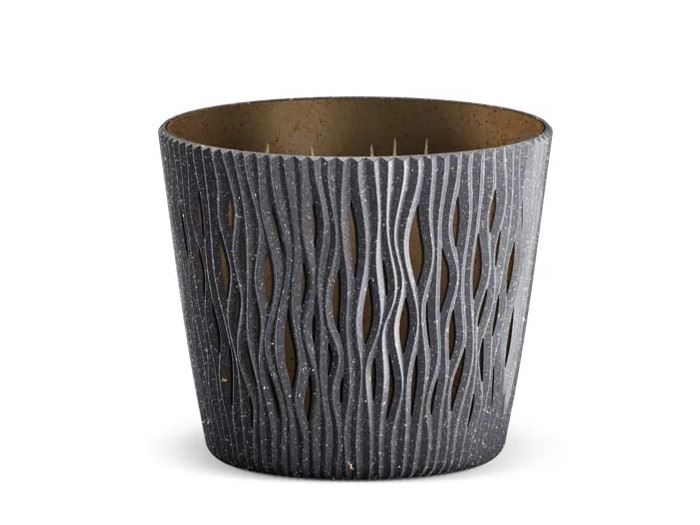 VASO P/ FLOR SANDY ROUND - ECO ANTRACITE 18.9X18.9X16.5CM