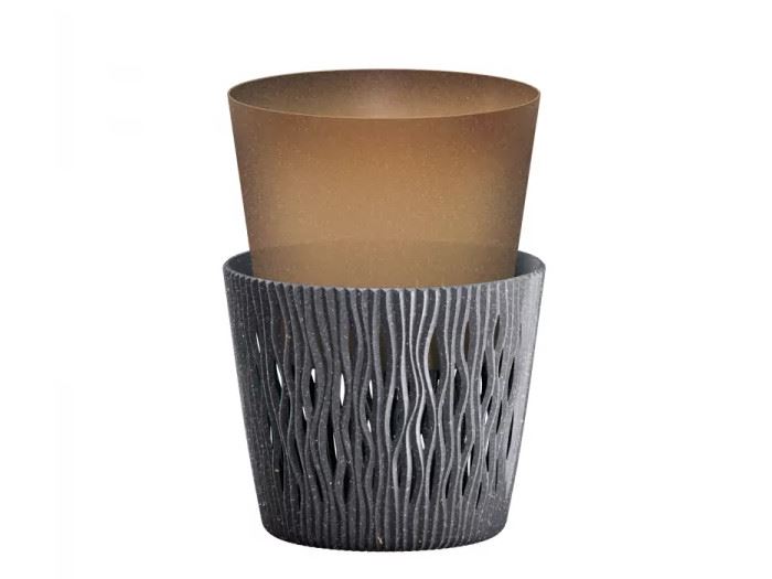 VASO P/ FLOR SANDY ROUND - ECO ANTRACITE 22.5X22.5X19.2CM