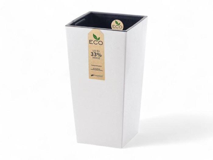 POTE URBI QUAD. ECOWOOD WHITE  24X24X45CM
