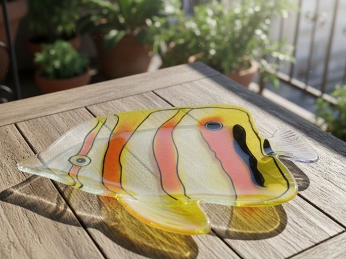 PRATO VIDRO PEIXE 38X31X1.5CM