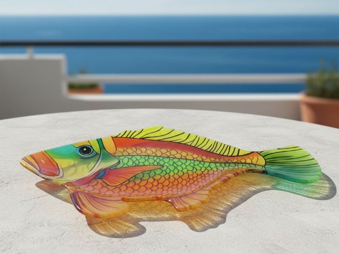 PRATO VIDRO PEIXE 46X26X1.5CM