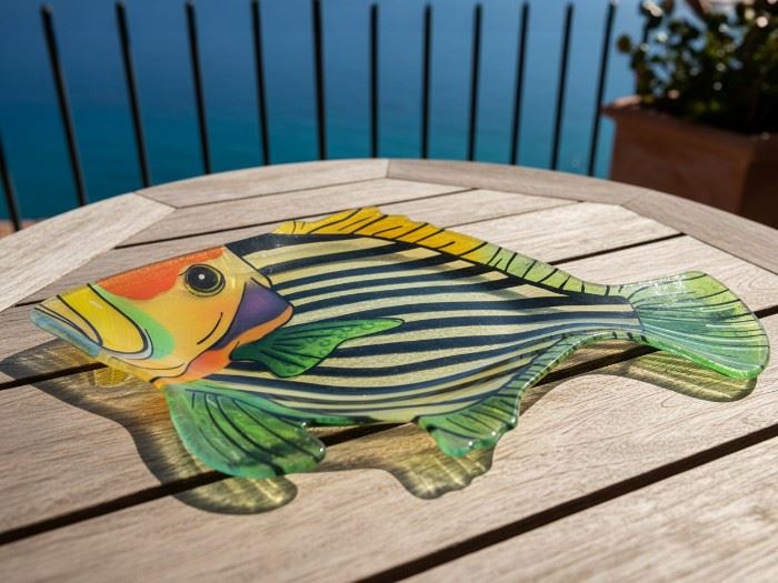 PRATO VIDRO PEIXE 46X26X1.5CM