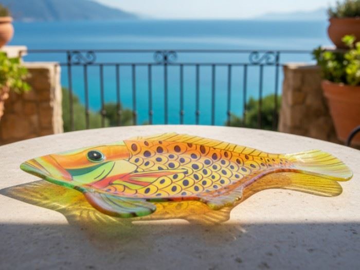 PRATO VIDRO PEIXE 46X26X1.5CM