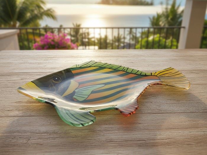 PRATO VIDRO PEIXE 46X26X1.5CM