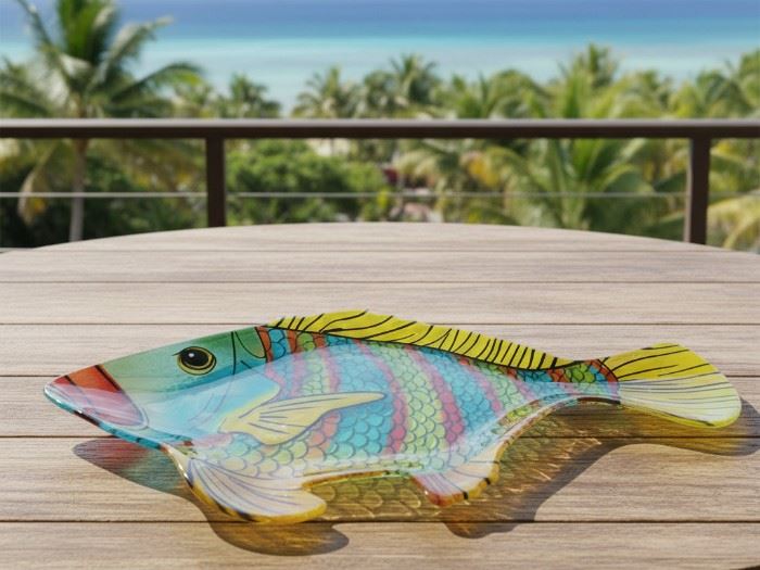 PRATO VIDRO PEIXE 46X26X1.5CM