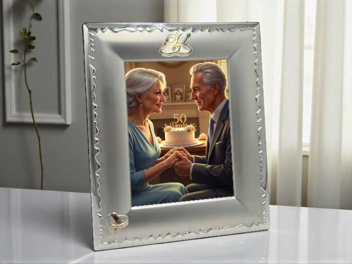 MOLDURA PRATA 15x20CM C/APLIC.  ALIANÇAS OURO