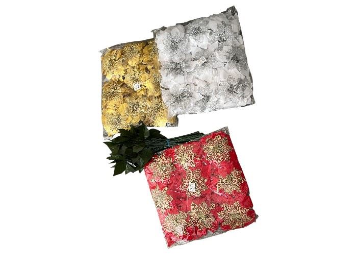 FLOR NATAL 5 HASTES  30CM 3 SORT.