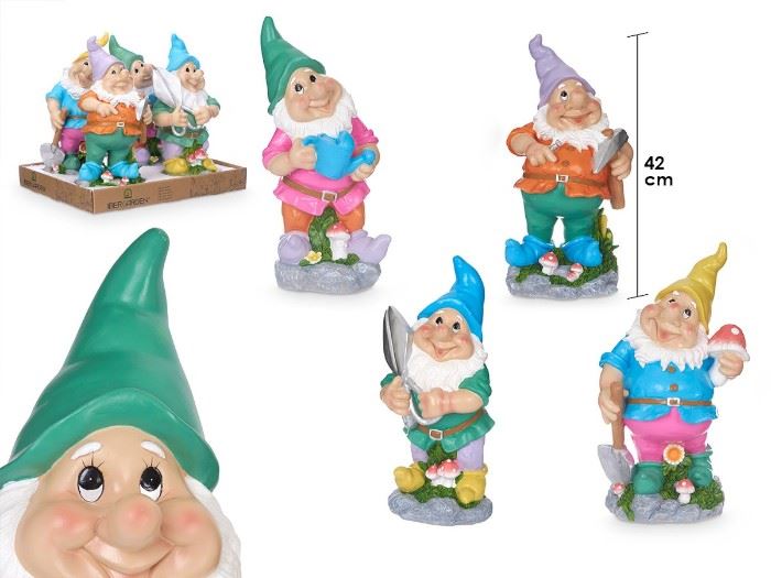 FIGURA  ANÃO SORT. 17 x 18,5 x 42,5 cm.