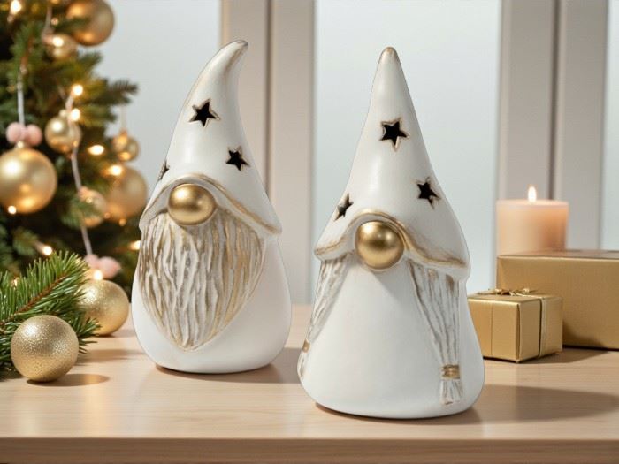 GNOMO PAI NATAL 30CM SORT 2 BRANCO COM OURO