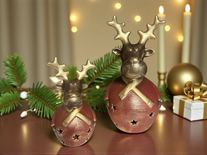 RENA GRANDE 40 CM  BORDO COM OURO