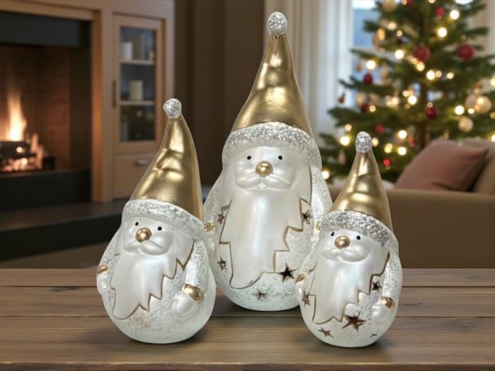 PAI NATAL BOLA GRD 50CM  BRANCO COM OURO