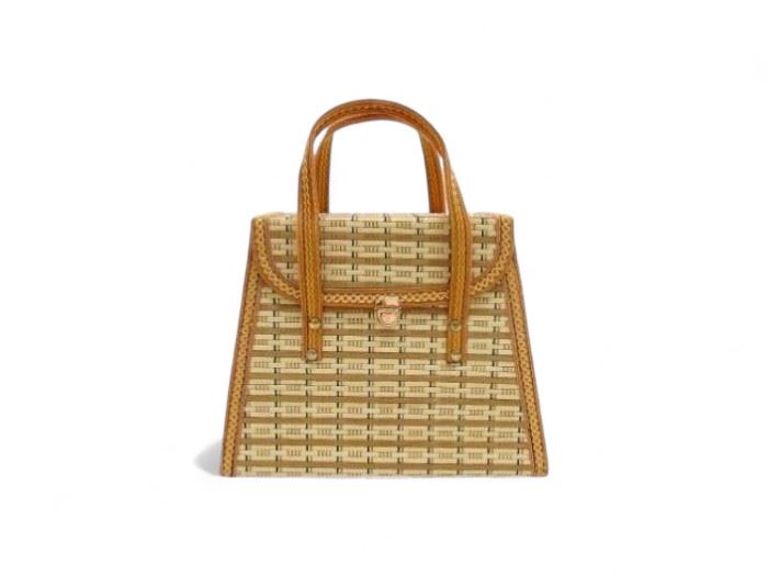 CESTO  BAMBU  RECT. COR CASTANHO BEJE 29X11X23CM