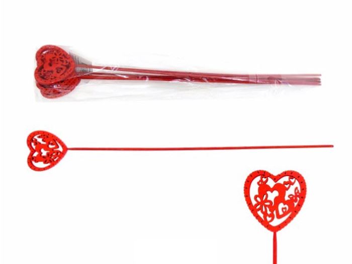 EMB. C/6 PAUS CORAÇAO VERMELHO 40CM