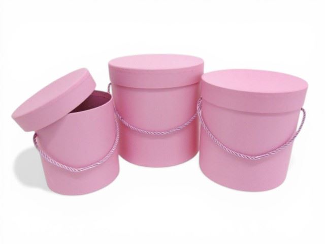 CONJ. 3 CAIXAS CARTAO RED.  ROSA CLARO 19X19CM