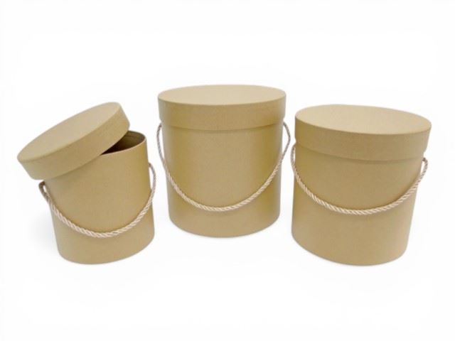 CONJ. 3 CAIXAS CARTAO RED. COR NATURAL 19X19CM