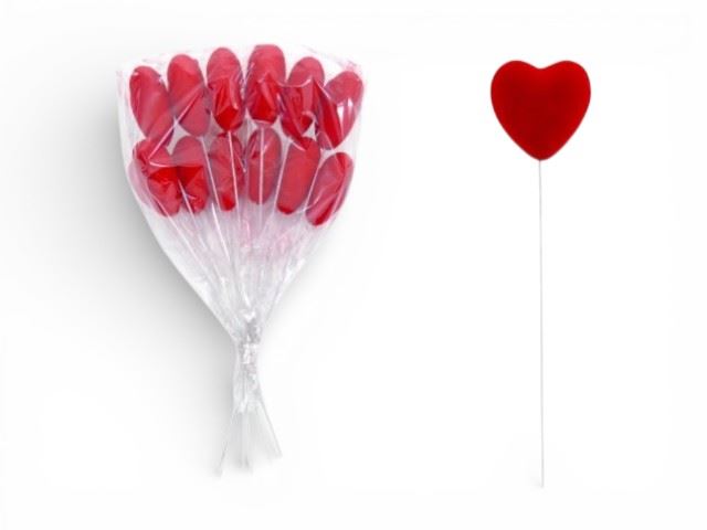 EMBALAGEM 12 PAUS 25CM COM CORAÇÃO VERMELHO 6CM