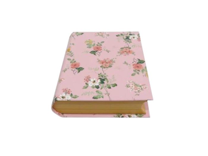 CAIXA CARTAO LIVRO  FLORES ROSA 17X14X4 CM