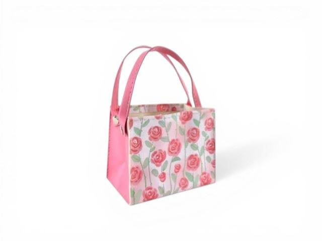 BOLSA ROSA/BRANCO 13X8X11/20CM