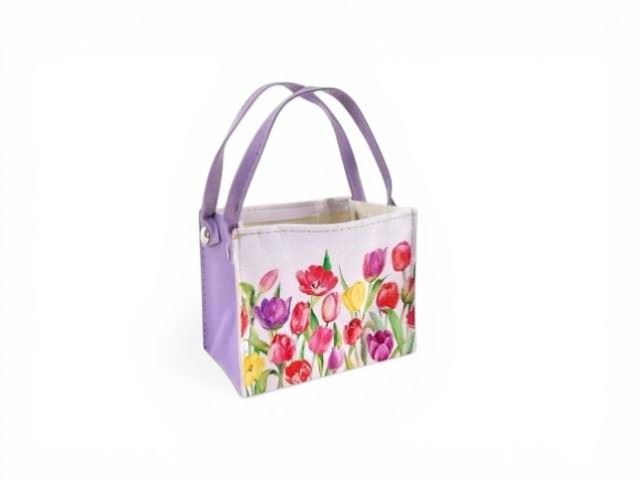 BOLSA LILAS/BRANCO 13X8X11/20CM