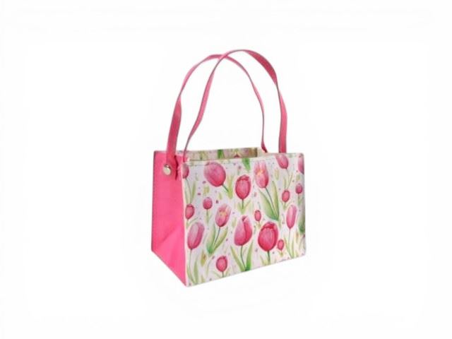 BOLSA ROSA/BRANCO 16X10X13/24CM