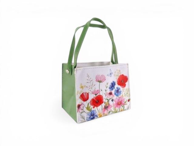 BOLSA VERDE/BRANCO 16X10X13/24CM