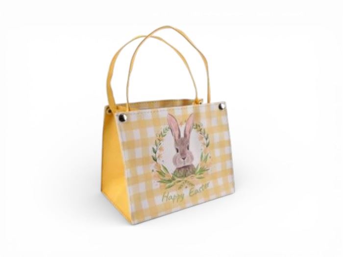 BOLSA AMARELO/BRANCO 19X12X16/26CM