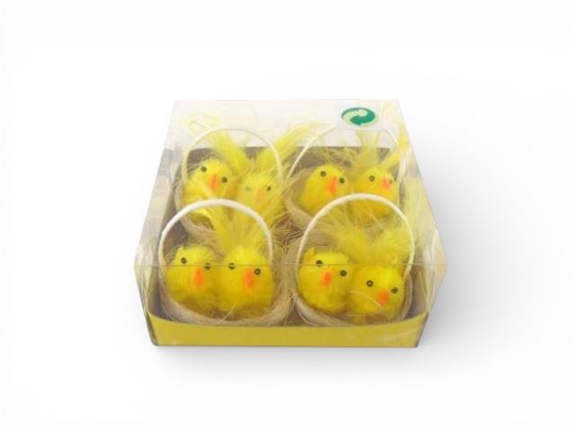 CAIXA C/4 CESTAS C/PINTAINHOS AMARELOS 5CM