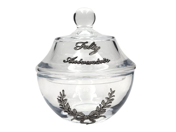 BOMBONEIRA BOHEMIA 15CM  C/ ESTANHO