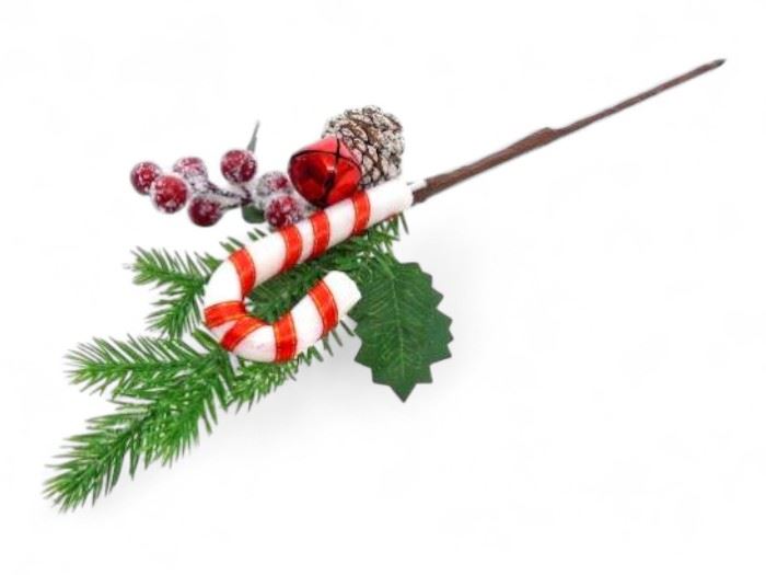 NATAL PE RAMO COR VERDE/VERMELHO 38CM