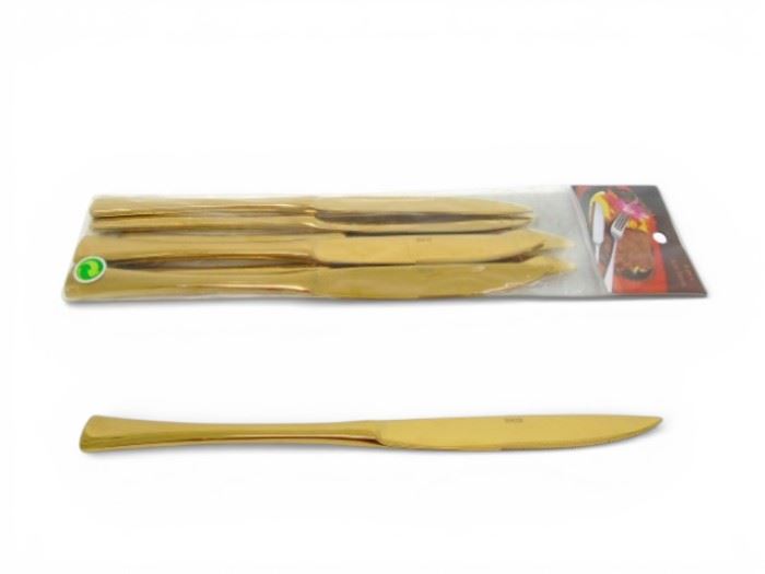 CONJ. 6 TALHERES METAL/OURO FACA 24CM