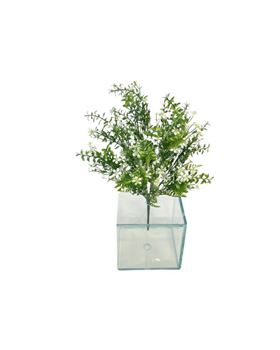 Haste  Verde C/ Flores Brancas 50cm