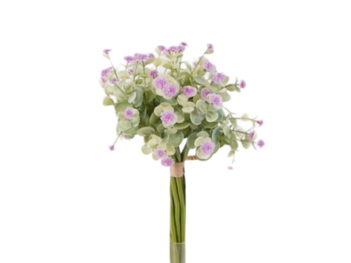 RAMO VERDES COM FLOR PURPURA 28CM