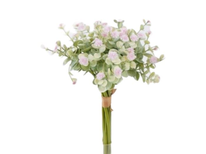 RAMO VERDES COM FLOR ROSA 28CM