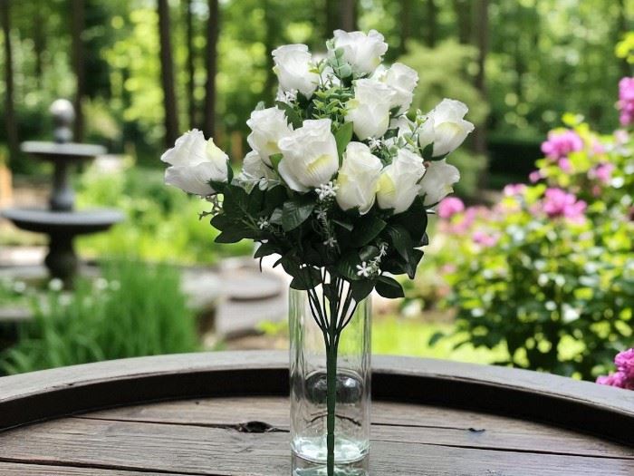 RAMO BOTÃO ROSAS X24 CREME 60CM