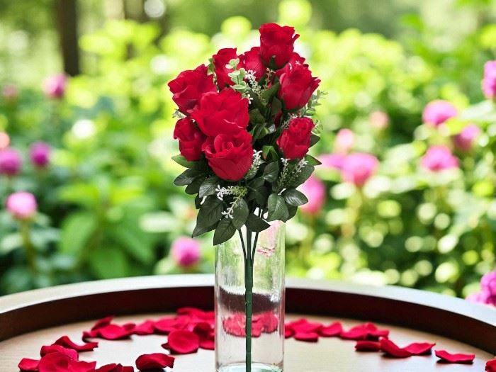 RAMO BOTÃO ROSAS X24 VERMELHO 60CM