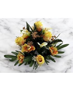 BOQUET BOTÃO ROSA/JARRO  X24 60CM AMARELO