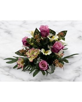 BOQUET BOTÃO ROSA/JARRO  X24 60CM ROSA