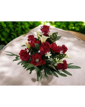 BOQUET BOTÃO ROSA/JARRO  X24 60CM VERMELHO