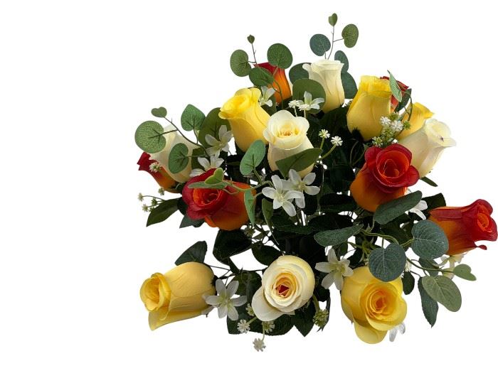 RAMO BOTÕES ROSA X24 58CM AMARELO