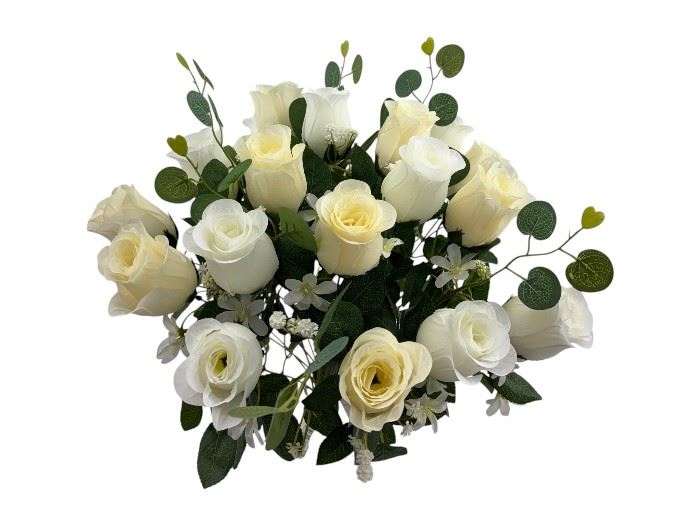 RAMO BOTÕES ROSA X24 58CM BRANCO