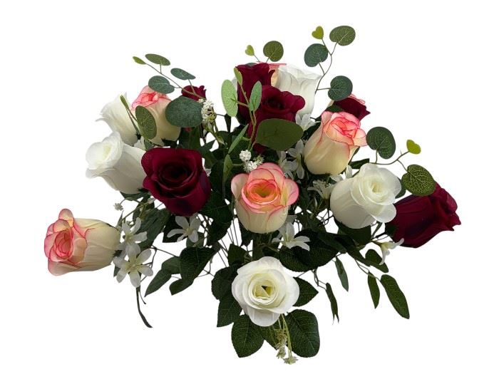 RAMO BOTÕES ROSA X24 58CM VERMELHO