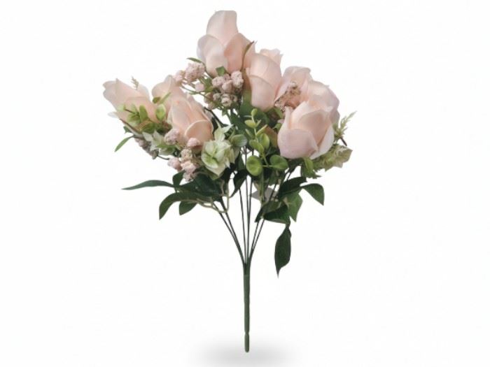 RAMO BOTÃO ROSAS 48CM ROSA