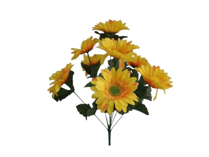 RAMO GERBERAS x9 SATIN 42CM AMARELO