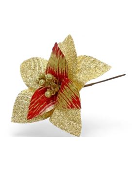 PE FLOR POINSETIA DOURADO 23X23X34CM