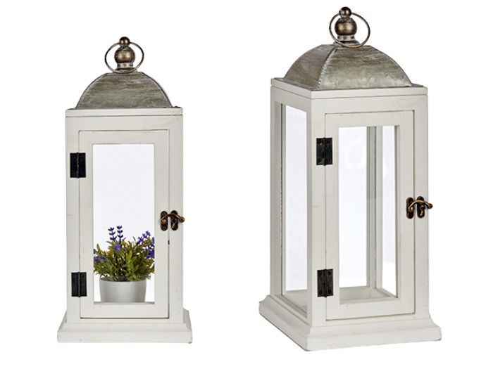 Lanterna Mad. C/ Metal 	18 X 18 X 43 Cm.